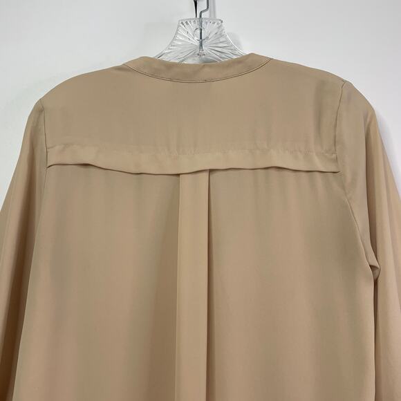 Lumiere Beige Henley Tunic Ballon Sleeves Medium Hidden Buttons Round Hem Light - Picture 11 of 11